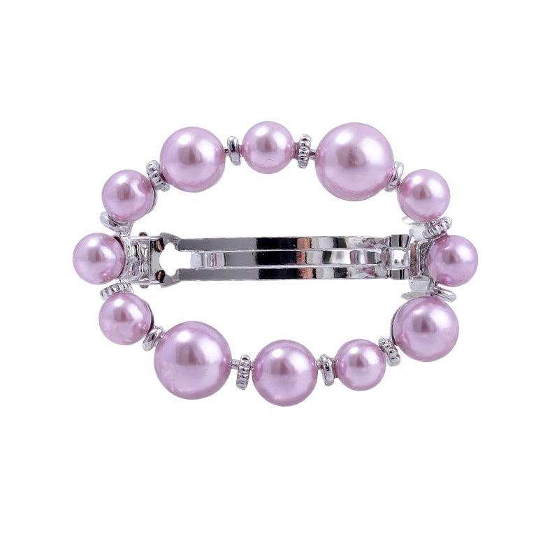 Wholesale Pearl Hollow Alloy Spring Clip with Diamond